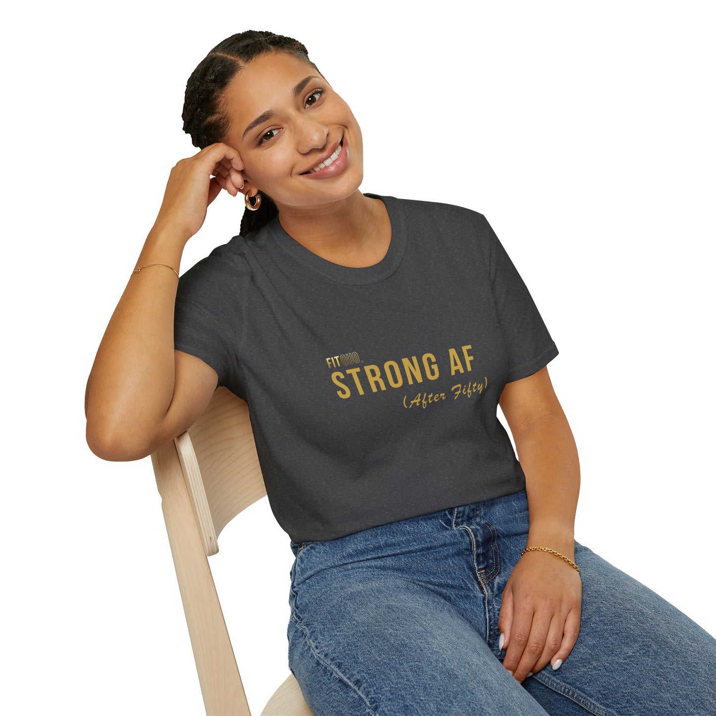 Strong AF (After Fifty) Unisex T-Shirt | Motivational Workout Tee & Gift for Fitness Lovers | FitQuo
