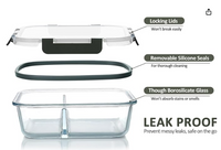 10-Pack,30 Oz Glass Meal Prep Containers 2 Compartments Airtight Bento Boxes
