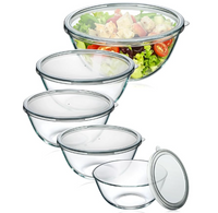 Glass Mixing Bowls with Lids Set of 5