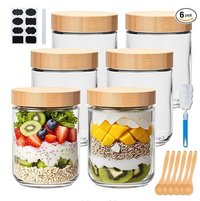 16oz Glass Jars with Bamboo Lids - 6 pack